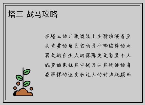 塔三 战马攻略